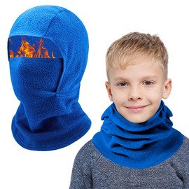 AYPOW Kids Thermal Balaclava, Winter Multifunction Windproof Warm Ski Mask Cycling Balaclava Full Face Cover Under Helmet Hat with Neck Warmer, for 4-13Years Boys Girls Children Winter Outdoor Sports
