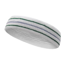 COUVER Tenis Estilo Calidad Premium Athletic Terry Jefe Sweatband (1 Pieza), White-Green/Light Blue