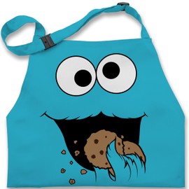 Kinderschürze Schürze Kinder Jungen Mädchen - Karneval & Fasching - Keks Monster I Krümelmonster I Cookie Monster Fastnacht I Fasnacht I Fasnet - 7-14 Jahre - Türkis - faschings auge
