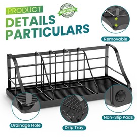 Chintu Bathroom Countertop Organizer - Detachable 7 Slots Kids Electric Black Toothbrush and Toothpaste Holder Drainage Tray for Bathroom Accessories Organization Counter Vanity Sink Storage