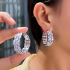 CWWZircons Luxury Double Sided Cubic Zirconia Hoop Earrings, Big Round