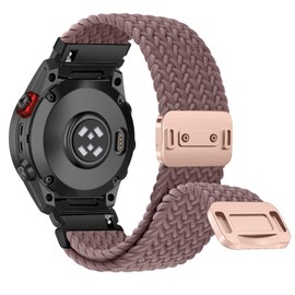 RanBluu QuickFit 20 mm Strap for Garmin fēnix 8 43mm/Fenix 7S/Fenix 6S, Magnetic Clasp Replacement Band, Soft Elastic Braided Nylon Sport Bracelet for Garmin Descent Mk3Si, Purple