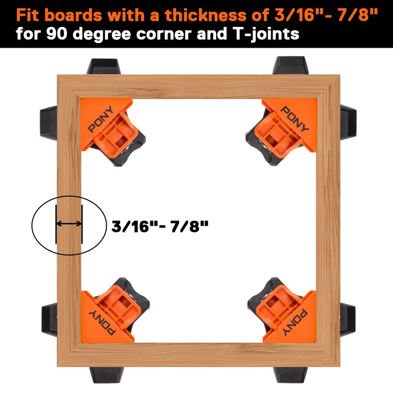 PONY 4-Pack Corner Clamp for Woodworking, 90 Degree Right Angle