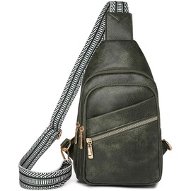 Farcauo Chest Bag for Women Men Crossbody Bag for Women Men Shoulder Bag Chest Bag Sling Bag with Long Straps, # C Green Shoulder Bag for Men and Women