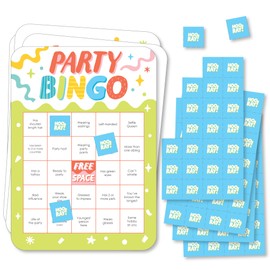 Big Dot of Happiness Find The Guest Party Time - Bingo Cards and Markers - Happy Birthday Party Bingo Game - Set of 18
