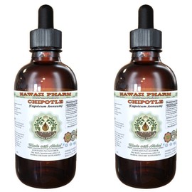 Chipotle Alcohol-Free Liquid Extract, Organic Chipotle (Capsicum Annuum) Whole Pepper Dried Glycerite Hawaii Pharm Natural Herbal Supplement 2x2 oz