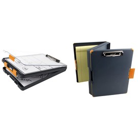 Dexas - 5717-804 Dexas Clearview Clipcase Dry Erase clipboard, 13.75 x 9.5 Inch, Orange & Duo Clipcase Dual Sided Storage Case and Organizer, Orange