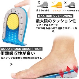 Insole, Secret Raise Bottom, Insole, Height Up, Insole, Honeycomb Fit, Super Soft Heel, Heel Up, Heel Pad, Heel Cushion, Heel Lift, Hip Lift, Secret Height, High Elasticity, Shock Absorption, Standing