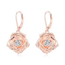 POTOPYY Rose Earrings for Women 925 Sterling Silver Drop Dangle Rose Earrings Flower Jewelry Birthday Chrismas Gifts for Women Daughter Friends
