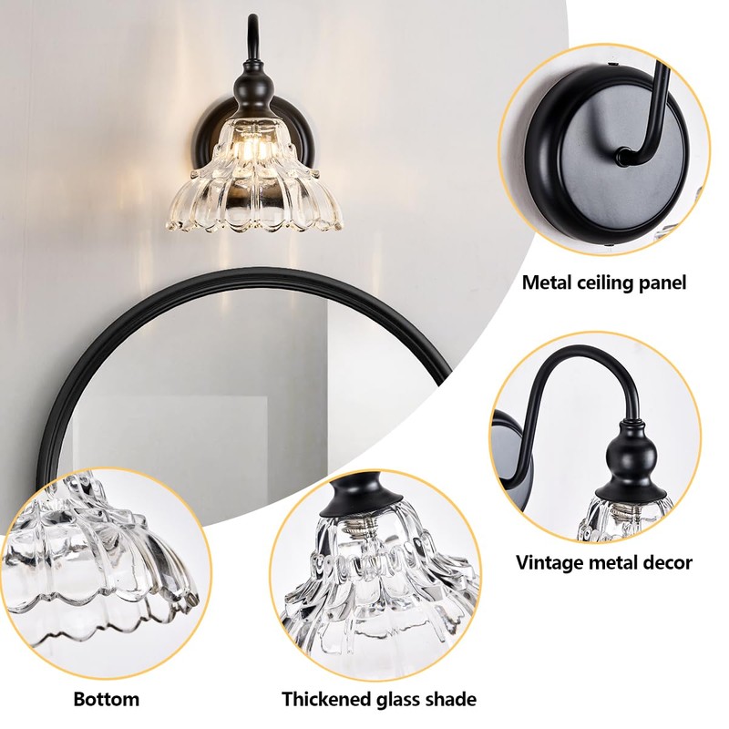 TLOLGT Modern Black Wall Sconce Mini Wall Light Made of
