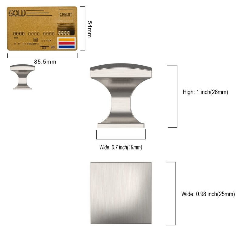 Amerdeco 10 Pack 1-1/3 Inch Brushed Satin Nickel Cabinet Knobs