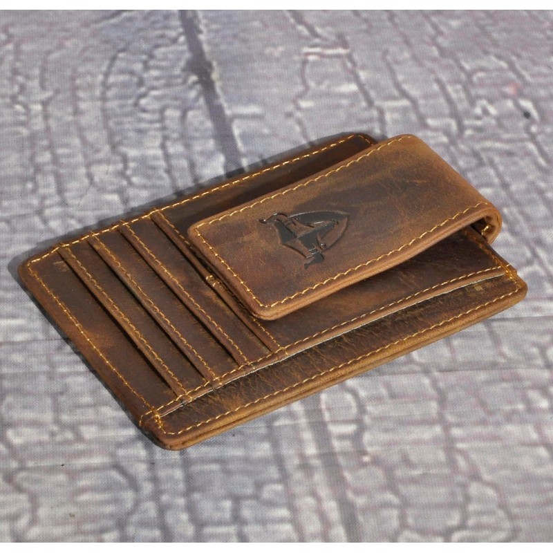 RFID Genuine Leather Magnet Money Clip Credit Card Case Holder