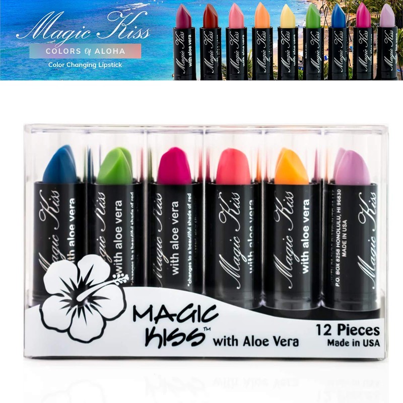 Pack of 12 Magic Kiss Color Changing Aloe Vera Lipstick