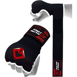 FITPACT Boxing Inner Gloves Inner Mitts Knuckle Guards Muay Thai Padded Under Gloves Hand Wraps Fist Protector Kickboxing with Long Wrist Wraps (White, L)