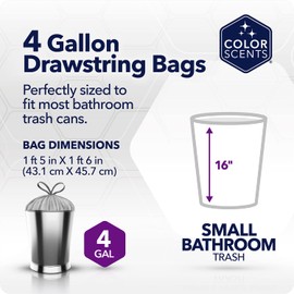 Color Scents Small Trash Bags - 4 Gallon, 80 Total Bags (2 Rolls of 40 Count), Twist Tie – Duos (2 unique scent + color combinations) with Microban​