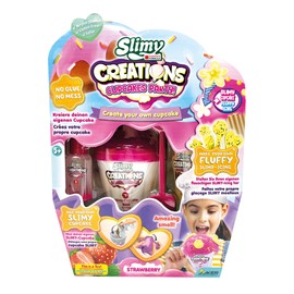 Slimy Creations Cupcakes Party - Original Slime Creative Set with Modelling Moulds, Various Toy Masses and Sprinkles for Decorating, Elastic Play Dough, Baking Toy Children