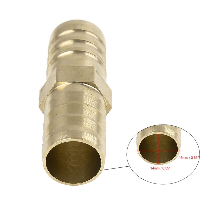 X AUTOHAUX 16mm Brass Barb Hose Fitting Straight Connector Adaptor