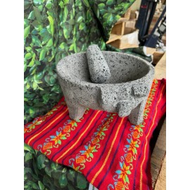 Handmade Molcajete Stone 11in With A Pigs Face Shape