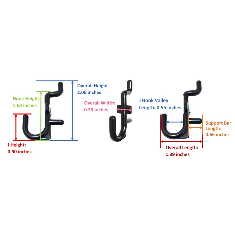 JSP Manufacturing Pegboard Hooks Non-Locking Plastic J Style Hook |