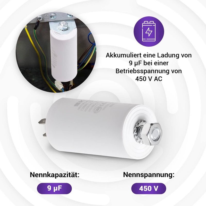 Vioks.pro CBB60 Capacitor 9µF 450 V Motor Start Capacitor Universal