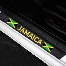 4 Pieces Car Door Sill Protector,Carbon Fiber Threshold Anti-Scratch Sticker Door Edge/Rear Guard Protection -Jamaica Car Accessories