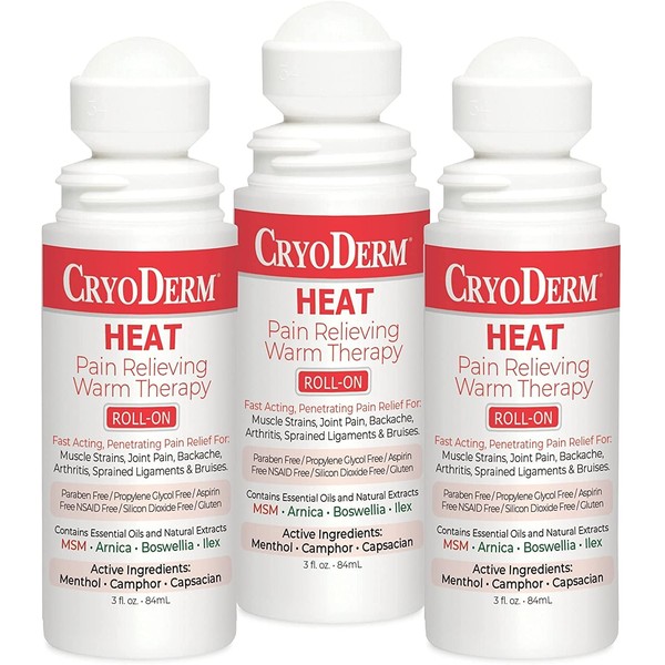 Pkg of 3 CryoDerm Heat Roll-On