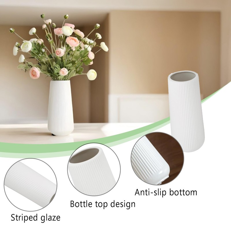 Modern White Ceramic Vase - Elegant Decor for Home &