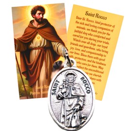Westmon Works St Rocco Medal Patron Saint of Dogs Set with Italian Collar Medallion and Holy Card