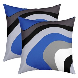 Erosebridal Royal Blue Black Grey Swirls Throw Pillow Covers 18x18 Inch Set of 2,Modern Swirls Cushion Covers,Chic Geometric Pillow Covers Room Decor,Abstract Wavy Stripes Decorative Pillowcases