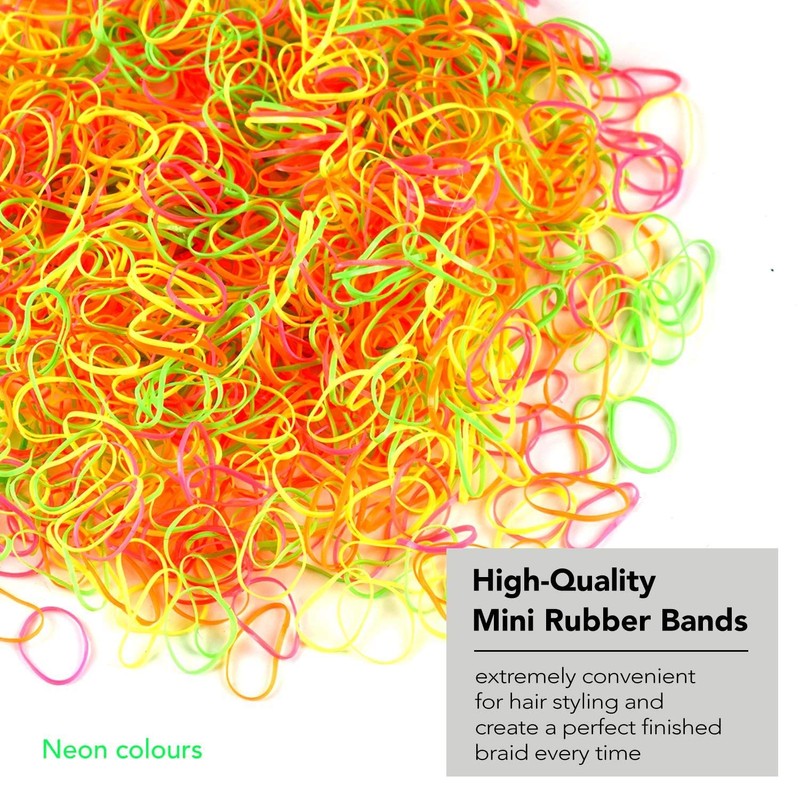 1000 Multi Pack Essential Mini Hair Rubber Elastics for Kids