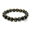 Black Obsidian Buddhist Prayer Beads Stretch Bracelet | Om Mani