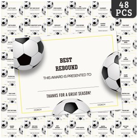Tenare 48 Pcs Soccer Athletic Award Certificates End of Season Sports Achievement Award Certificates Soccer Certificates of Achievement Sports Party Supplies for Teams, Players, 8.5 x 11 Inches