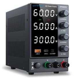 DC Power Supply 0-60V 0-5A, Bench Power Supply with Encoder Knob, Adjustable Regulated Power Supply with 5V 3.6A USB & Type-C Quick-Charge, Variable Power Supply with Overcurrent Protection