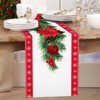 Christmas Table Runner Safflower, Red Linen Table Runner Tablecloth with