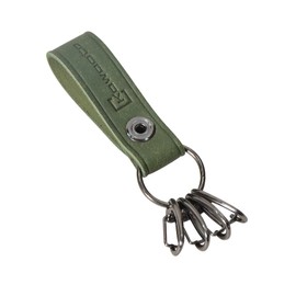 Kawaoto Men's Pueblo Leather Key Holder, Genuine Leather, 4 Hooks, Belt Loop Attachment, Slim, Smart Key Compatible, Gift (Green Blue), green