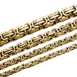 Soul-Cats®Byzantine chain necklace bracelet set curb chain stainless steel gold silver black, size: 5 mm color: gold; selection: Bracelet 22 cm