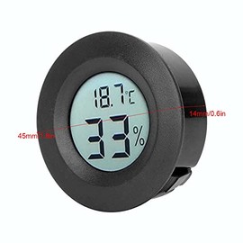 Mini Termómetro Higrómetro Medidor de Temperatura de Humedad Monitor Interior Pantalla LCD Digital Integrada Circular -50~70°C 10%~99% Medidor de Humedad y Temperatura de la Cocina (Negro)