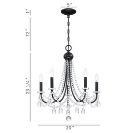 Giiland Farmhouse Crystal Chandelier for Living Room, Rustic Industrial Pendant Lighting for Bedroom, Vintage Candle Chandelier Dining Room
