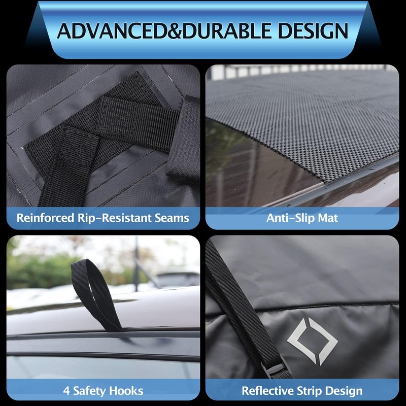 IDEALHOUSE 2024 New Rooftop Cargo Carrier Bag – 15 Cu