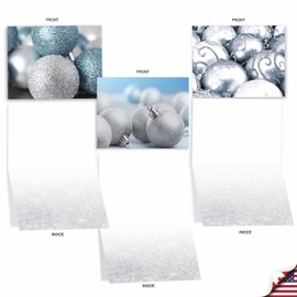 The Best Card Company - Box of 10 Christmas Cards Blank - Assorted Santa, Orn...