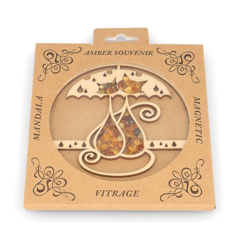 Genuine Baltic Amber Unique Gift Vitrage Mandala Decoration Magnet Amber