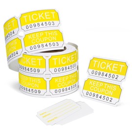 L LIKED 250 Raffle Tickets Rolls,Yellow (4 Color Selection),Double Roll,50/50 Raffle Tickets for Events, Entry, Class Reward