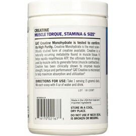 Creatina Monohidrato GAT SPORT 300 g – 60 porciones sin sabor, micronizada
