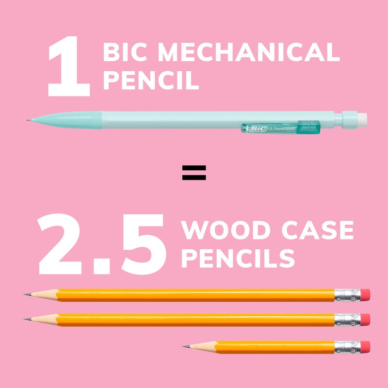 BIC Xtra-Smooth Pastel Mechanical Pencils with Erasers, Medium Point (0.7mm),