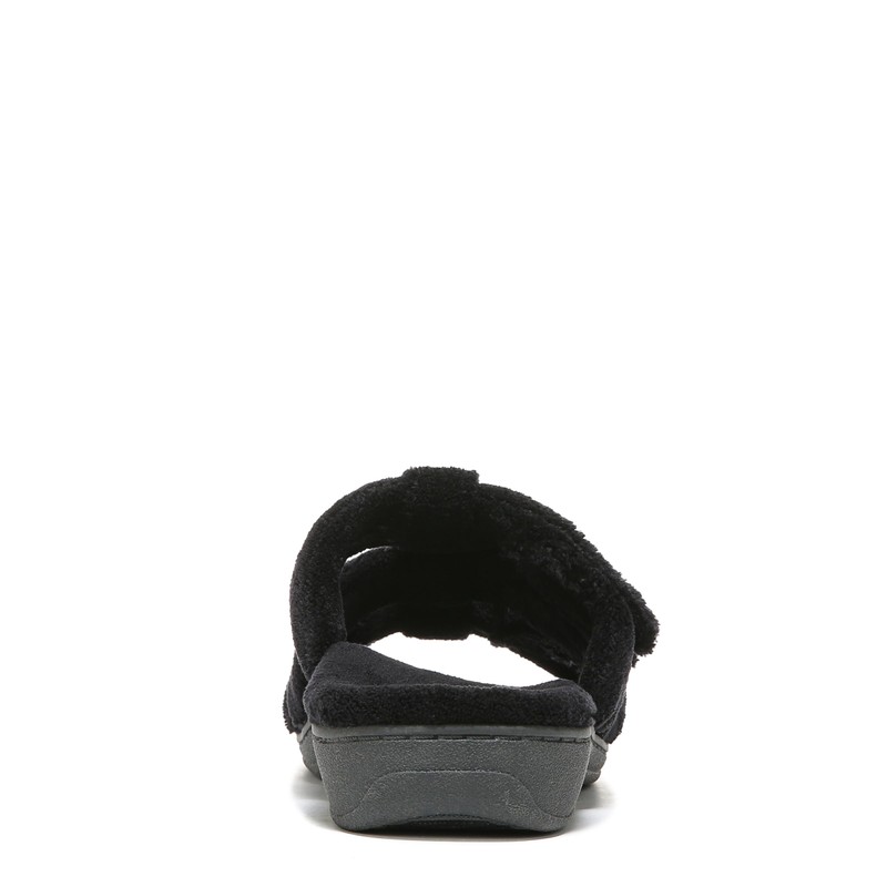 Vionic Adjustable Open-toe Slipper With Orthotic Arch Support Black -