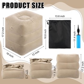 Drydiet 2 Pcs Inflatable Foot Rest Pillow, 2 in 1 Airplane Foot Hammock for Travel, Adjustable 3 Layers Leg Rest Pillow with Pump and Storage Bag Portable for Flights Comfort, Travel Accessories