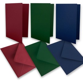 Glüxx-Agent 30 folding card sets - DIN A6-160 g m² - dark red - dark green - dark blue - with envelopes DIN C6-80 g m² wet glue