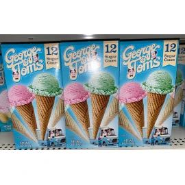 George & Tom's Sugar Ice Cream Cones ~ 3 Boxes! No Fat Diet! Pointed FREE SHIP