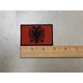 CUSTOM MADE Embroidered Albanian Flag Patch Iron on and/or sew on.