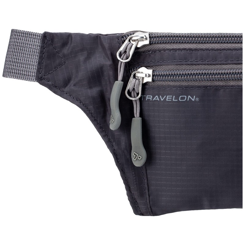 Travelon Unisex Adults Double Zip Waist Pack, Charcoal